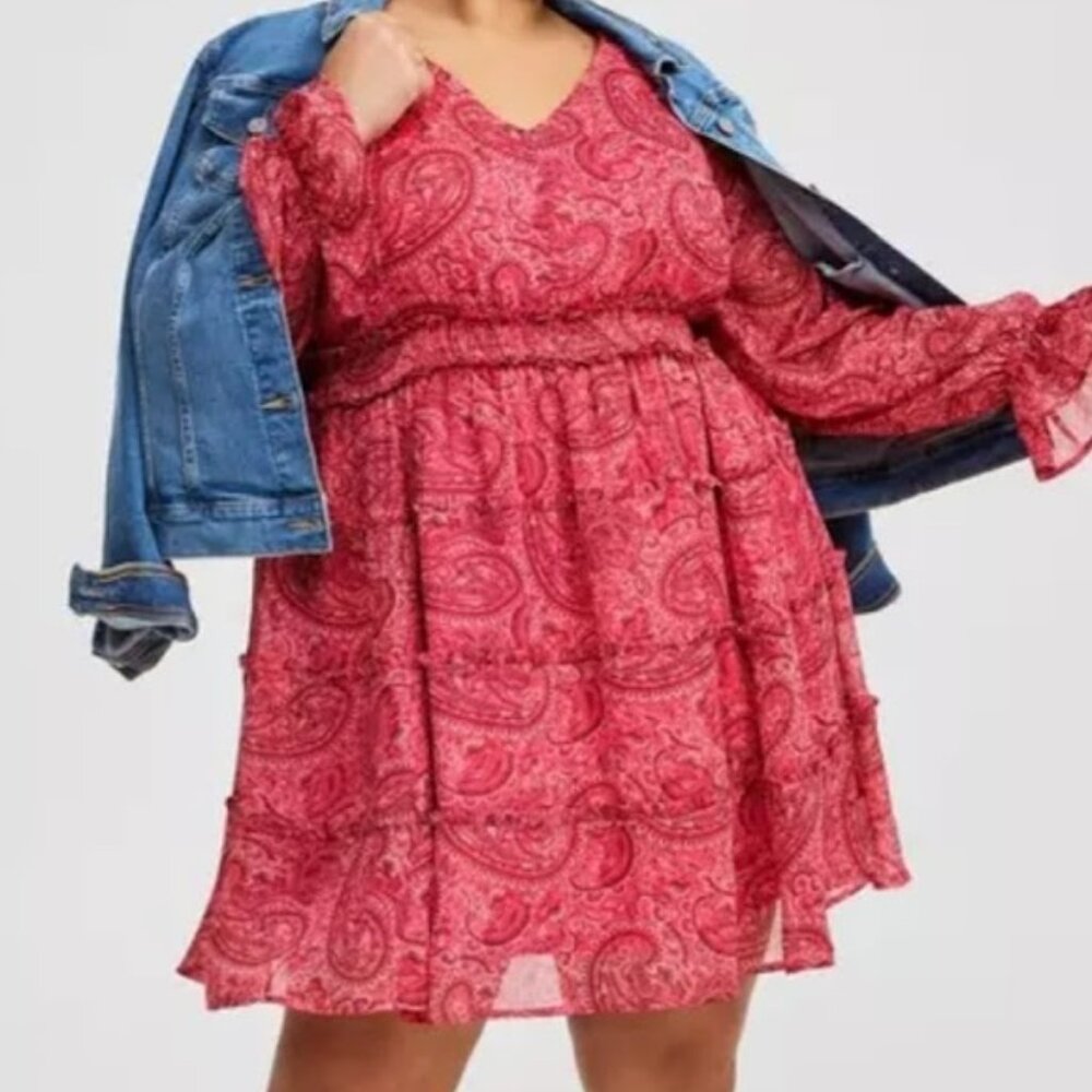NWT Torrid Mini Lurex Chiffon Tiered Dress sz 1